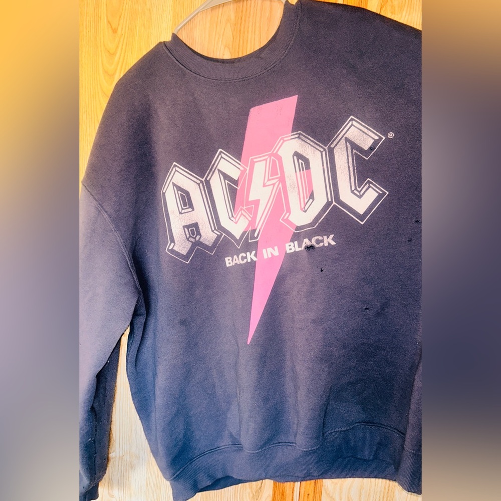 Women’s Forever 21 AC/DC Oversized Pullover Fleece Sweatshirt & Sweat Pants Set